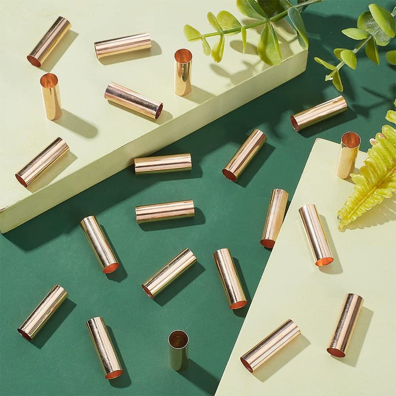 PH PandaHall 50 Pieces Golden Brass Tube Beads Ring Macrame Bead 25x8mm for DIY Sewing Craft and Macrame Wall Hanging Plant Holder Craft - Image 2